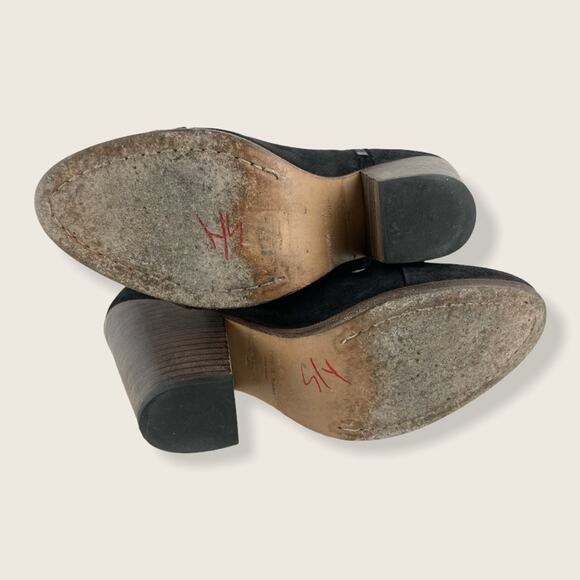 rag & bone Margot Waxed Black Suede 3" Stacked Heel Ankle Boots 36 6 - Picture 5 of 9